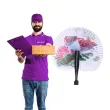 wachlarz papierowy ptaszki i roza bialy 21 x 23 cm