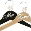 wieszaki slubne maz i zona srebrny bialy czarny drewno 2 szt