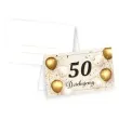 wizytowki na stol 50 urodziny kremowe 5x8 cm 10 szt