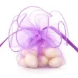 woreczki z organzy sciagane okragle fioletowe partydeco 26 cm 20 szt
