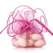 woreczki z organzy sciagane okragle rozowe ciemne partydeco 26 cm 20 szt