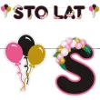 xx baner sto lat z balonikami rozowo czarny