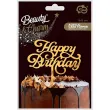 xx dekoracja akrylowa b c na tort happy birthday zlota 11x15 cm