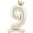 xx stojacy balon foliowy cyfra 9 84 cm jasny krem