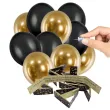 zabawy sylwestrowe balony z wrozbami noworocznymi zloto czarne 10 szt