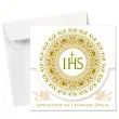 zaproszenia komunia ihs zloty ornament 12x12 cm maki 10 szt