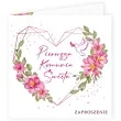zaproszenia komunia rozowe serce 15x15 cm 8 szt