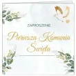 zaproszenia komunia swieta eukaliptus i golabek czakos 14x14 cm 10 szt