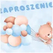 zaproszenia misie z balonikami blekitny congee 6 szt