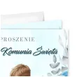 zaproszenia na komunie chlopiec w albie pierwsza komunia swieta niebieski 15x15 cm 8 szt