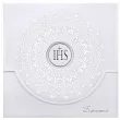 zaproszenia na komunie ihs ornamentem bialy partydeco 10 szt