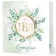 zaproszenia pierwsza komunia swieta ihs w eukaliptusie partypal 14x14 cm 10 szt