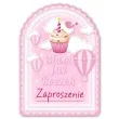 zaproszenia urodzinowe 1 urodziny babeczka rozowe 10 szt