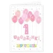 zaproszenia urodzinowe urodziny 1 baloniki rozowe 10 szt