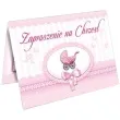 zaproszenia z koperta chrzest rozowy 1 szt