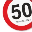 zaproszenie 50 urodziny traffic 15x15 cm 1 szt