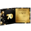 zaproszenie 70 urodziny czarno zloty 15x15 cm 1 szt