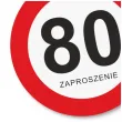 zaproszenie 80 urodziny traffic 15x15 cm 1 szt