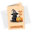zaproszenie halloween cukierek albo psikus z kotem 9x13 cm 1 szt