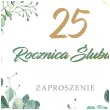zaproszenie na 25 rocznice slubu srebrne gody eukaliptus beauty biale z koperta 15 cm 1 szt