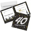 zaproszenie na 40 urodziny glamour birthday z koperta czarne eleganckie 15x15 cm 1 szt