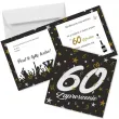 zaproszenie na 60 urodziny glamour birthday z koperta czarne eleganckie 15x15 cm 1 szt