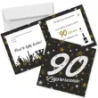 zaproszenie na 90 urodziny glamour birthday z koperta czarne eleganckie 15x15 cm 1 szt