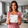 zaproszenie na chrzest swiety mietowa geometria personalizowane z imieniem koperta x1