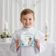 zaproszenie na pierwsza komunie swieta chlopiec w albie personalizowane z imieniem koperta x1