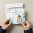 zaproszenie na pierwsza komunie swieta chlopiec w albie personalizowane z imieniem koperta x1