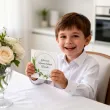 zaproszenie na pierwsza komunie swieta konwalie personalizowane z imieniem koperta x1