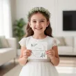 zaproszenie na pierwsza komunie swieta mietowa geometria personalizowane z imieniem koperta x1