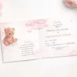 zaproszenie na roczek 1 urodziny dziewczynkli rozowy mis personalizacja z koperta 1 szt
