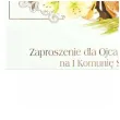 zaproszenie z koperta pierwsza komunia swieta ihs hostia i kwiaty dla ojca chrzestnego maki