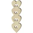 zawieszka drewniana 4 serca mama 34x115 mm