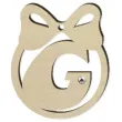 zawieszka drewniana bombka z literka g i perelka 65 x 75 mm