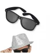 zestaw akcesoriow na sylwestra nowy rok karnawal silver glam kapelusz krawat okulary srebrny