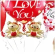 zestaw balonow na walentynki czerwone serca z napisem i love you