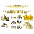 zestaw dekoracji happy new year black and gold folat 1 kpl