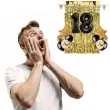 zestaw dekoracji urodziny 18 balony baner i kurtyna czarno zloty 16 elementow