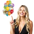 zestaw imprezowy happy birthday butla z helem mix balonow wstazka folat